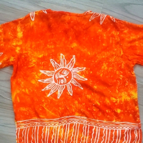 Vibrant Orange Sun Print Shirt - Picture 4 of 5